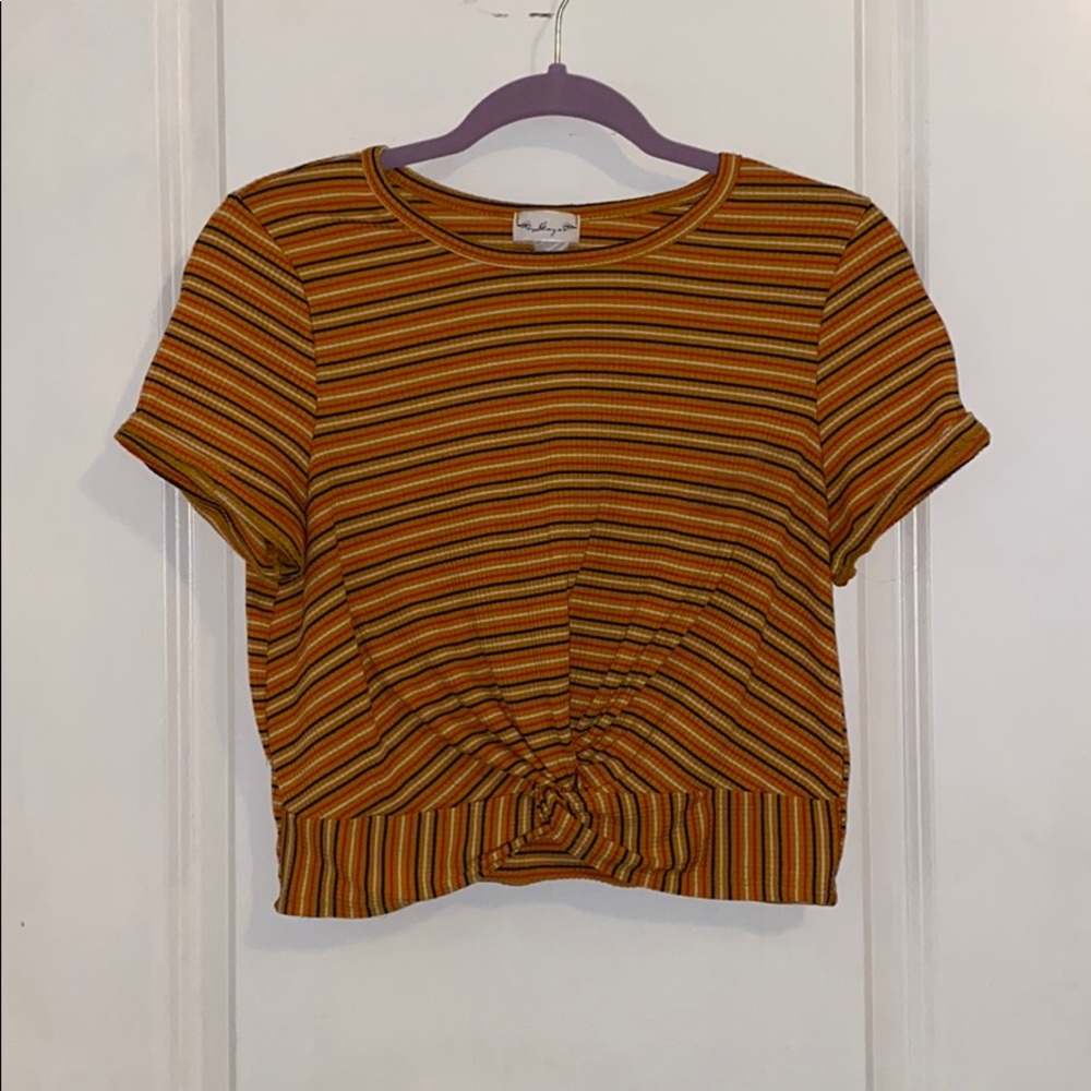 70s style striped cropped top